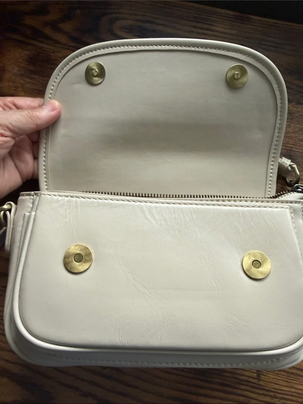 Elegant Cream Crossbody Bag with Flap - Everyday Shoulder Bag